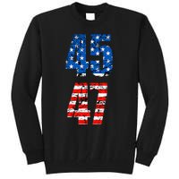 45 47 Trump 2024 Red White Blue American Flag Tall Sweatshirt