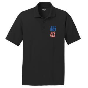 45 47 Trump 2024 Red White Blue American Flag PosiCharge RacerMesh Polo