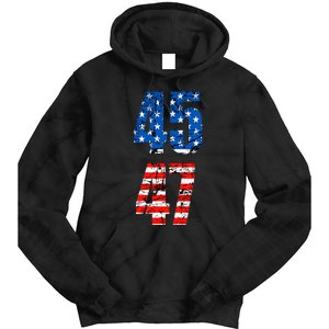 45 47 Trump 2024 Red White Blue American Flag Tie Dye Hoodie