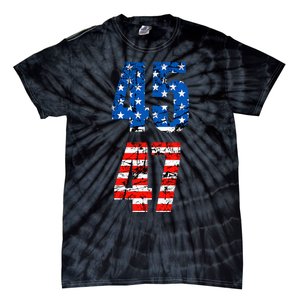 45 47 Trump 2024 Red White Blue American Flag Tie-Dye T-Shirt