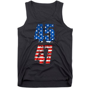 45 47 Trump 2024 Red White Blue American Flag Tank Top