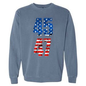 45 47 Trump 2024 Red White Blue American Flag Garment-Dyed Sweatshirt