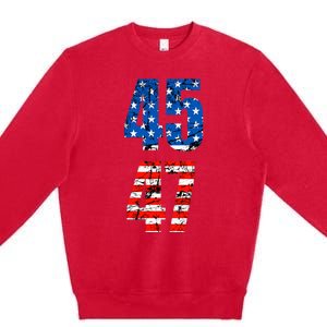 45 47 Trump 2024 Red White Blue American Flag Premium Crewneck Sweatshirt