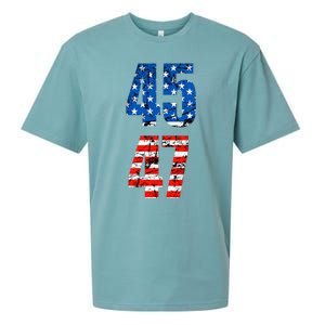 45 47 Trump 2024 Red White Blue American Flag Sueded Cloud Jersey T-Shirt