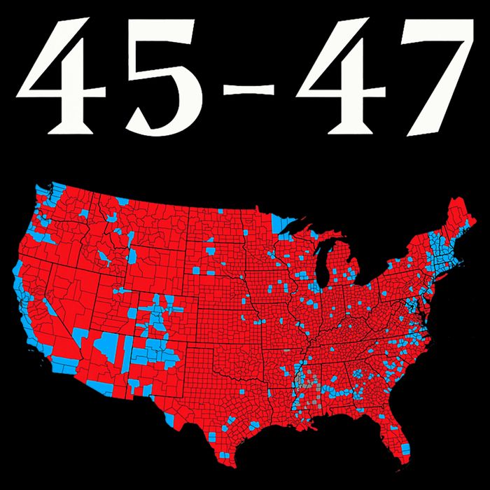 45 47 Trump Election Map 2024 V-Neck T-Shirt