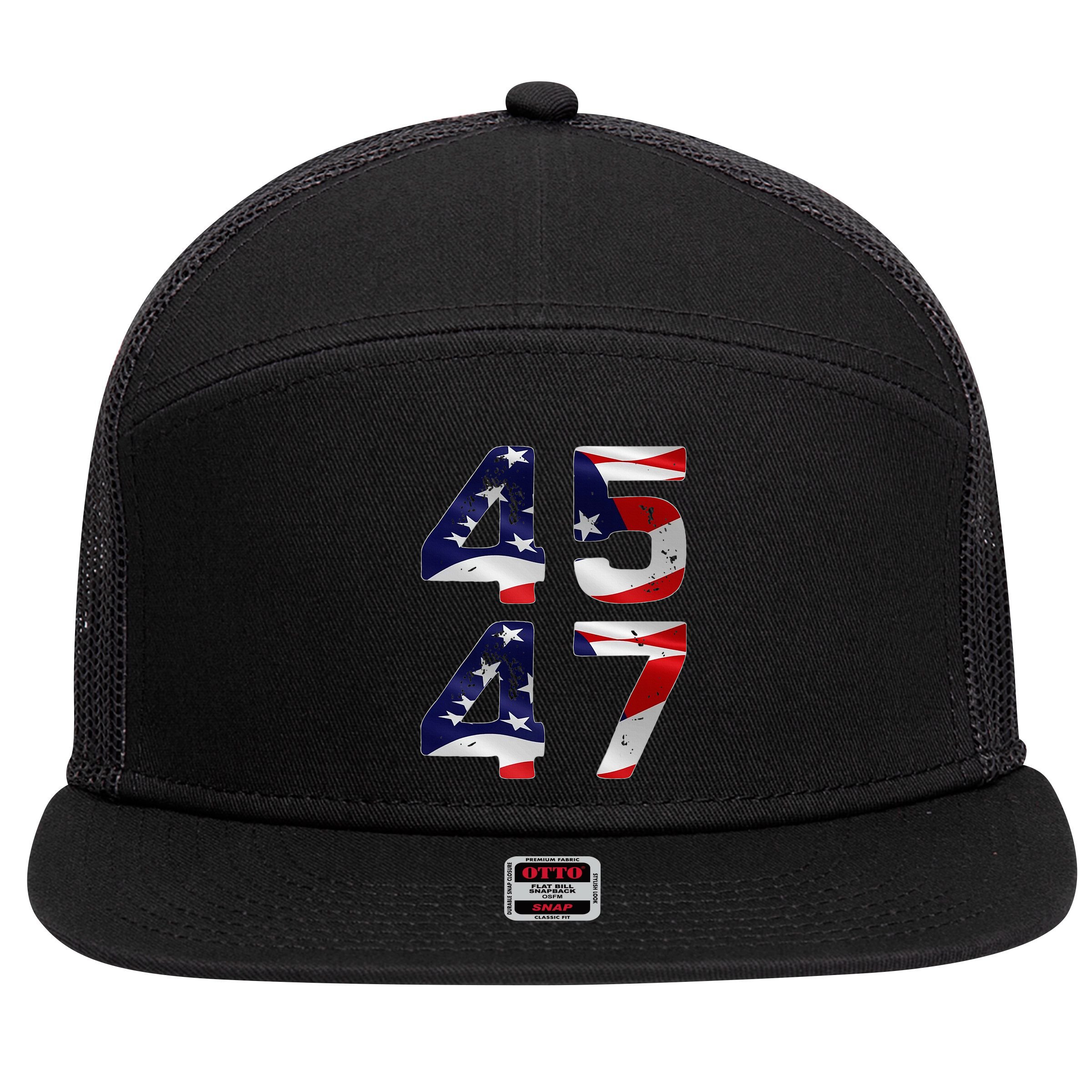 45 47 Usa Flag 7 Panel Mesh Trucker Snapback Hat