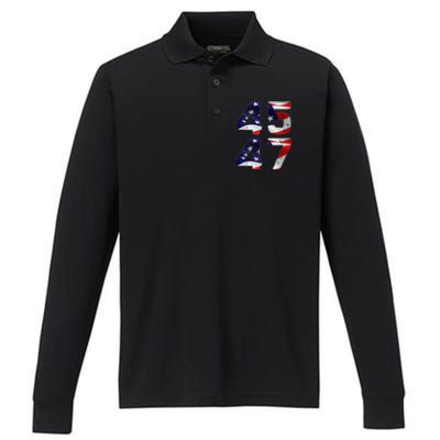 45 47 Usa Flag Performance Long Sleeve Polo