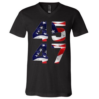 45 47 Usa Flag V-Neck T-Shirt