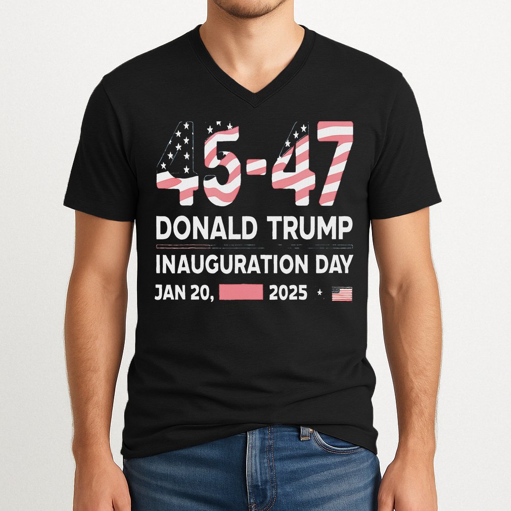 45 47 Usa Flag Trump Inauguration Day 2025 Vance 2028 V-Neck T-Shirt