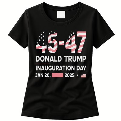 45 47 Usa Flag Trump Inauguration Day 2025 Vance 2028 Womens T-Shirt