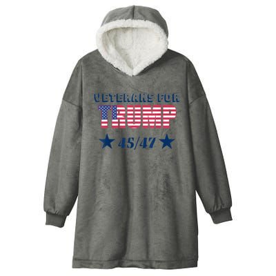 45 47 Veterans For Trump American Flag Hooded Wearable Blanket