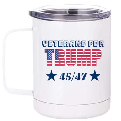 45 47 Veterans For Trump American Flag 12 oz Stainless Steel Tumbler Cup