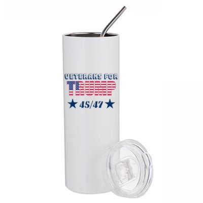 45 47 Veterans For Trump American Flag Stainless Steel Tumbler