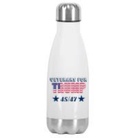 45 47 Veterans For Trump American Flag Stainless Steel Insulated Water Bottle