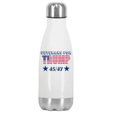 45 47 Veterans For Trump American Flag Stainless Steel Insulated Water Bottle