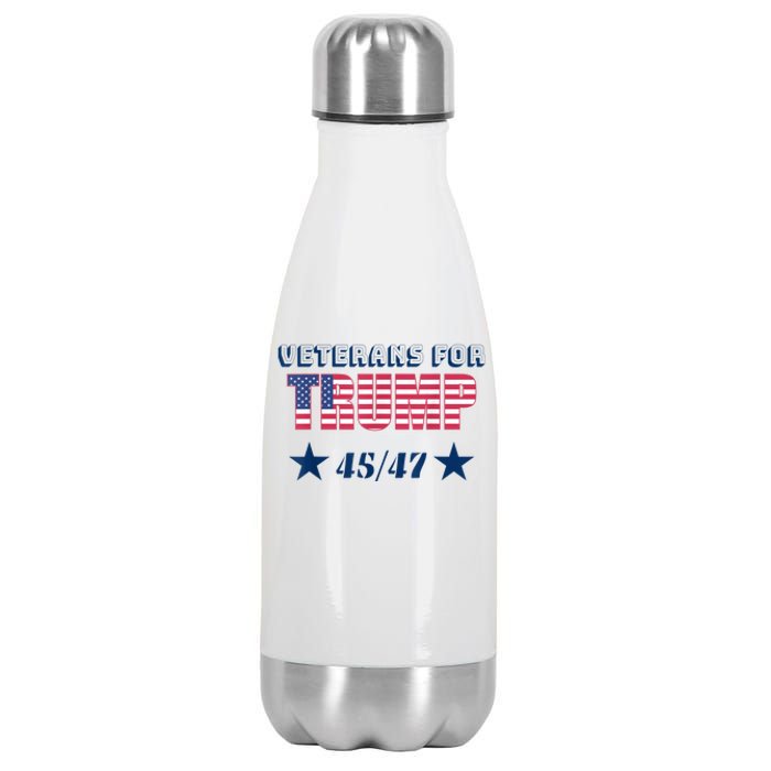 45 47 Veterans For Trump American Flag Stainless Steel Insulated Water Bottle