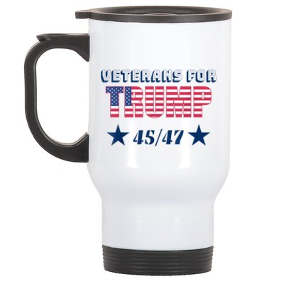 45 47 Veterans For Trump American Flag Stainless Steel Travel Mug