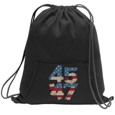 45 47 Vintage American Flag Sweatshirt Cinch Pack Bag