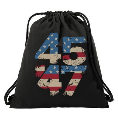 45 47 Vintage American Flag Drawstring Bag