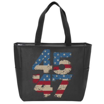 45 47 Vintage American Flag Zip Tote Bag