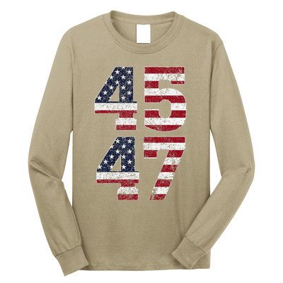 45 47 We The People 2024 Stand With American Flag Long Sleeve Shirt