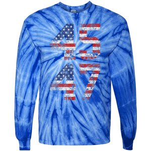 45 47 We The People 2024 Stand With American Flag Tie-Dye Long Sleeve Shirt