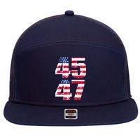 45 47 Trump 2024 7 Panel Mesh Trucker Snapback Hat
