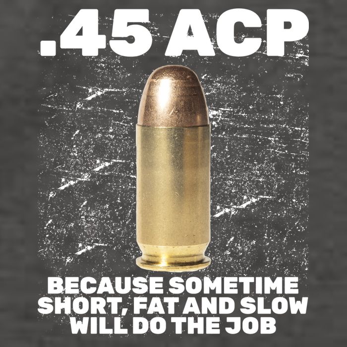 45 ACP Bullet Short Fat Slow Will Do To The Job Vector Backpack