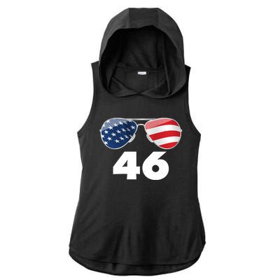 46th President Joe Biden Aviators American Flag Ladies PosiCharge Tri-Blend Wicking Draft Hoodie Tank