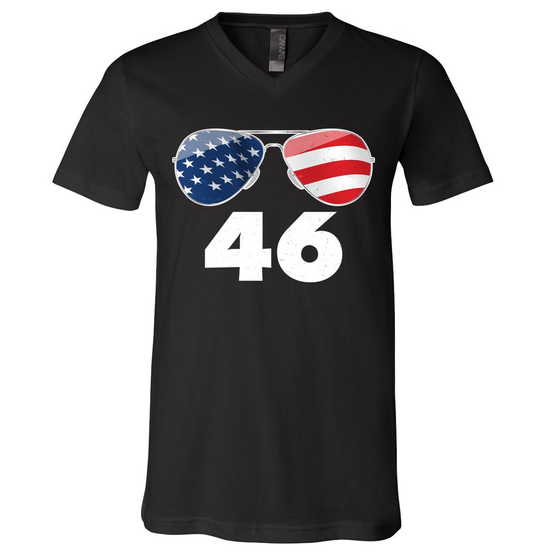 46th President Joe Biden Aviators American Flag V-Neck T-Shirt
