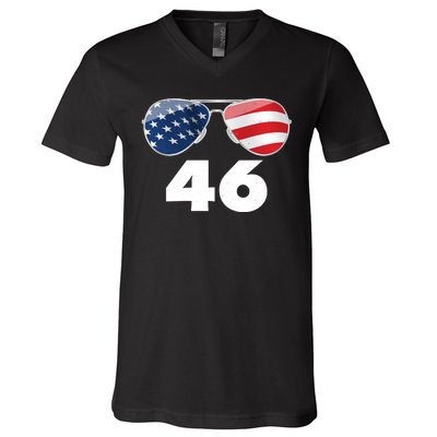 46th President Joe Biden Aviators American Flag V-Neck T-Shirt