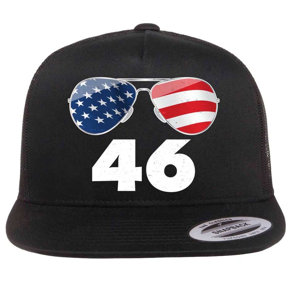 46th President Joe Biden Aviators American Flag Flat Bill Trucker Hat