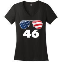 46th President Joe Biden Aviators American Flag Women's V-Neck T-Shirt