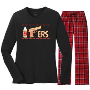 40oz 9MM Pistol Gun Football Season Footbal Fan Women's Long Sleeve Flannel Pajama Set 