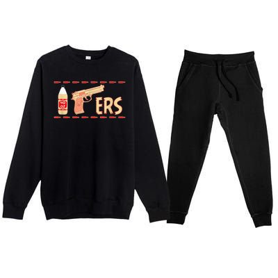 40oz 9MM Pistol Gun Football Season Footbal Fan Premium Crewneck Sweatsuit Set