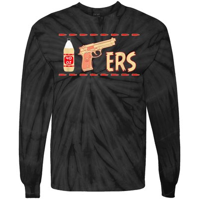 40oz 9MM Pistol Gun Football Season Footbal Fan Tie-Dye Long Sleeve Shirt