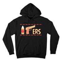 40oz 9MM Pistol Gun Football Season Footbal Fan Tall Hoodie