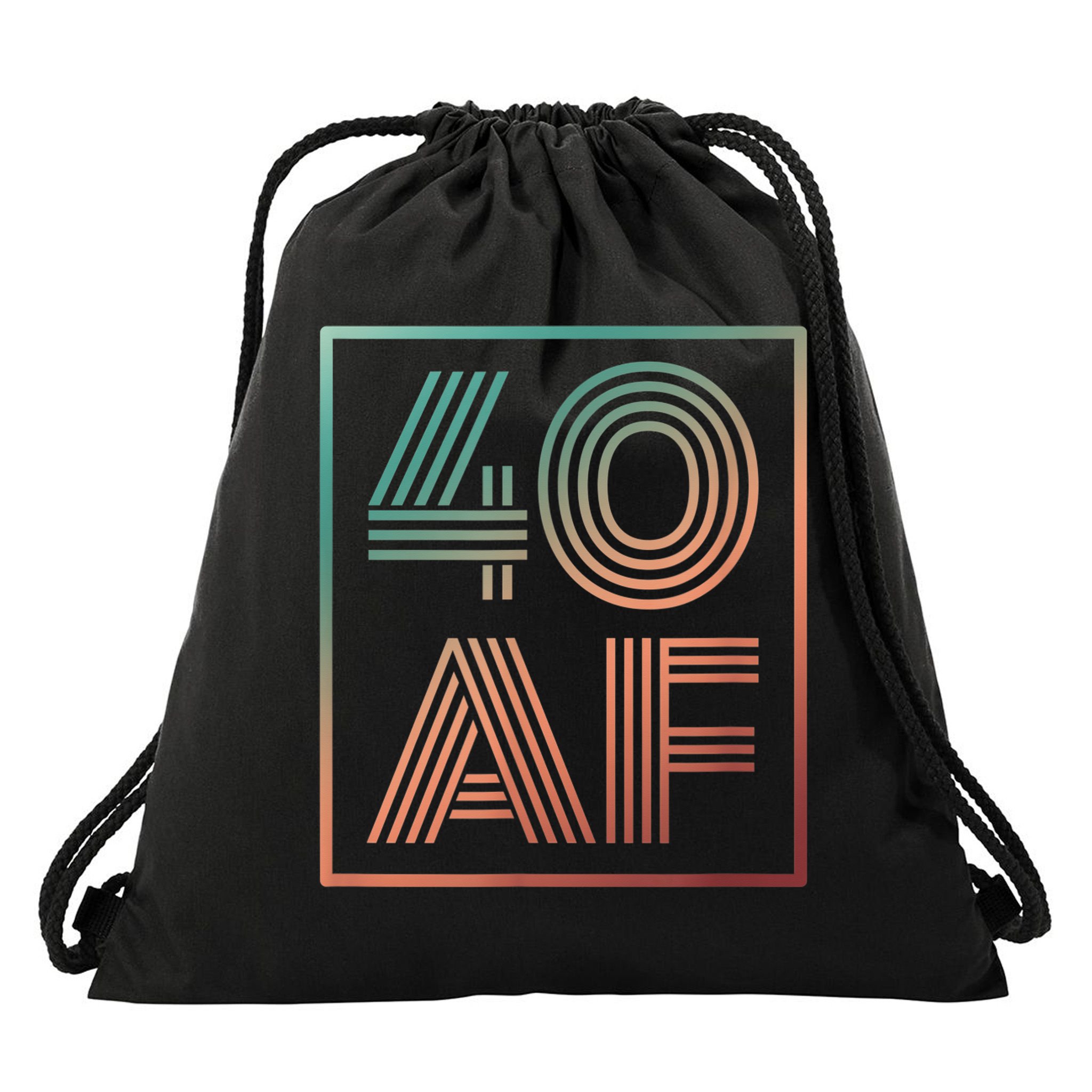 40 Af 40th Birthday Forty Years Old Retro Drawstring Bag