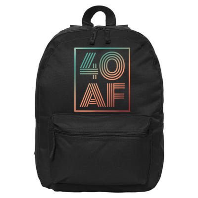 40 Af 40th Birthday Forty Years Old Retro 16 in Basic Backpack