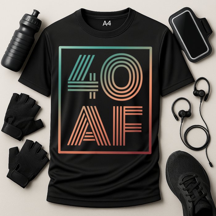 40 Af 40th Birthday Forty Years Old Retro Cooling Performance Crew T-Shirt