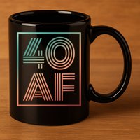 40 Af 40th Birthday Forty Years Old Retro 11oz C Handle Ceramic Mug