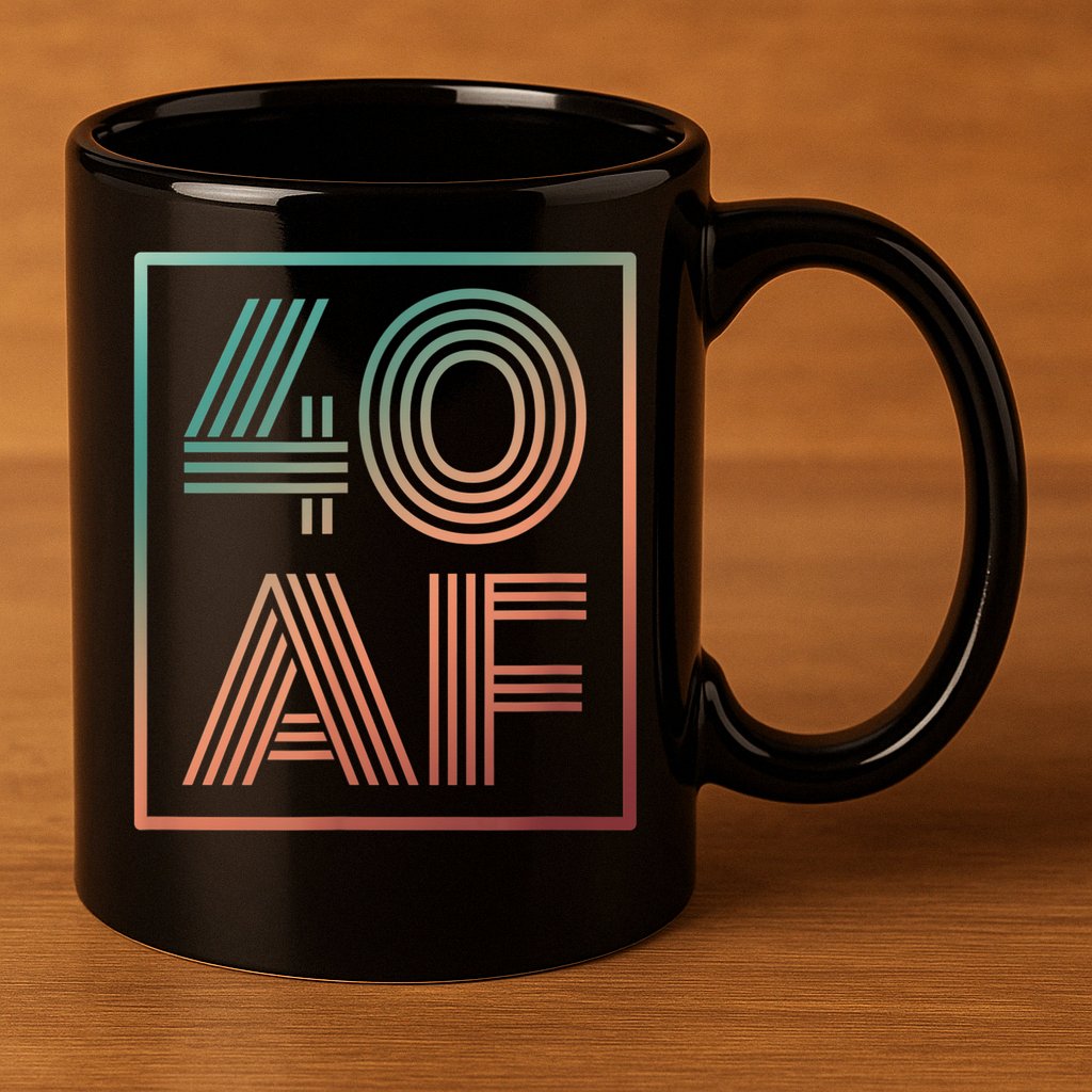 40 Af 40th Birthday Forty Years Old Retro 11oz C Handle Ceramic Mug