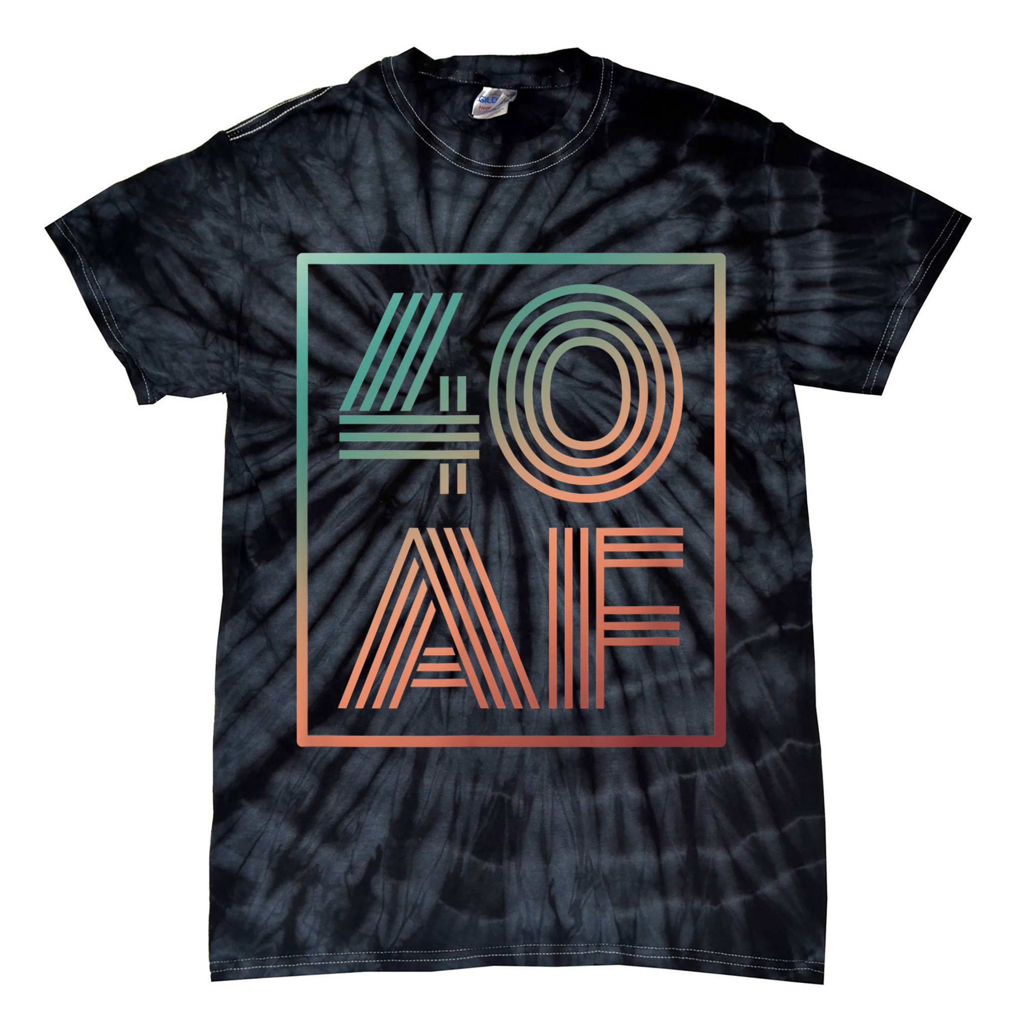 40 Af 40th Birthday Forty Years Old Retro Tie-Dye T-Shirt