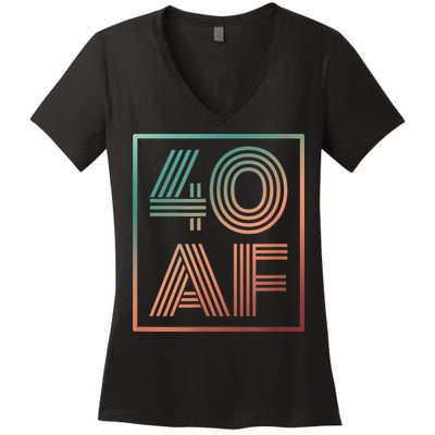 40 Af 40th Birthday Forty Years Old Retro Women's V-Neck T-Shirt