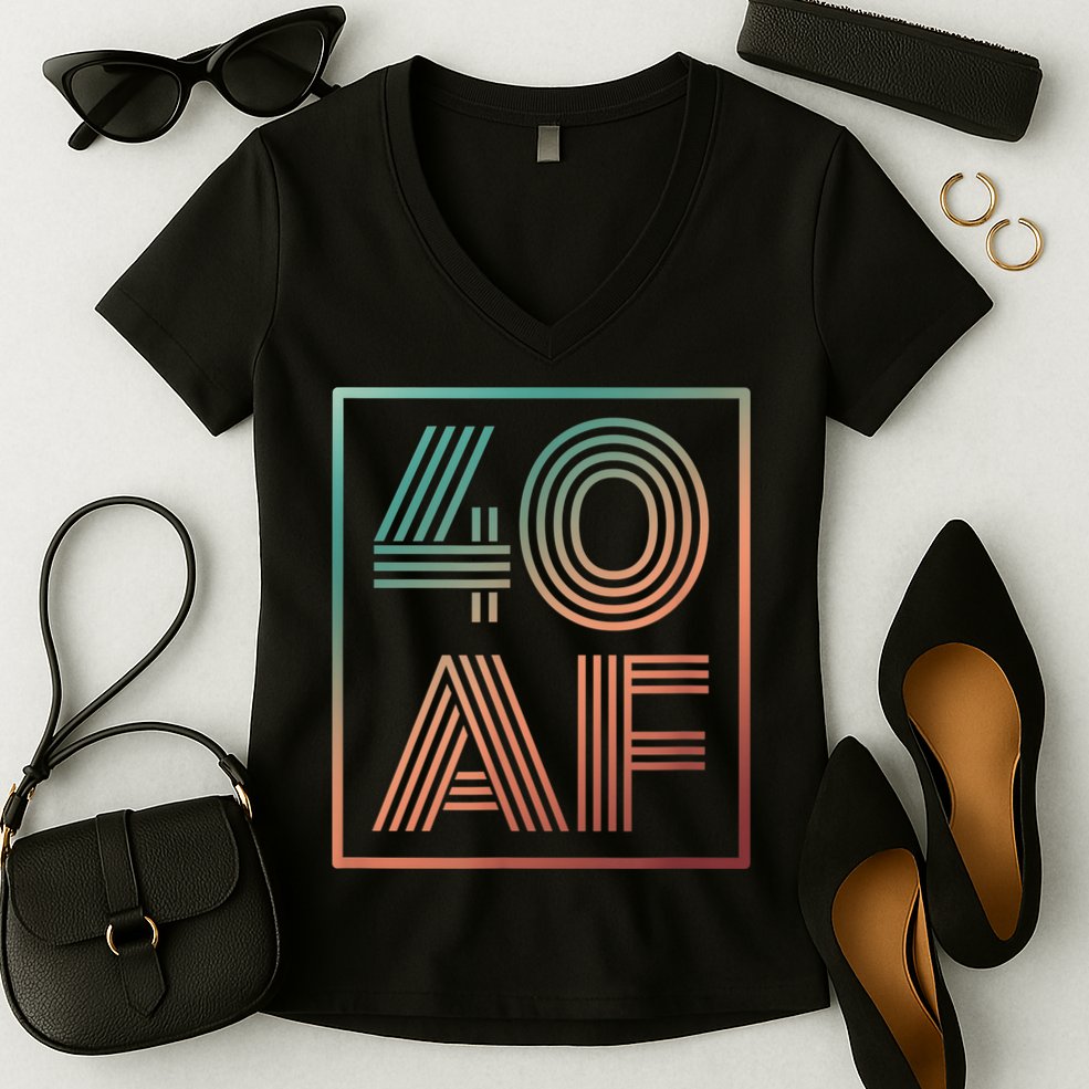 40 Af 40th Birthday Forty Years Old Retro Women's V-Neck T-Shirt