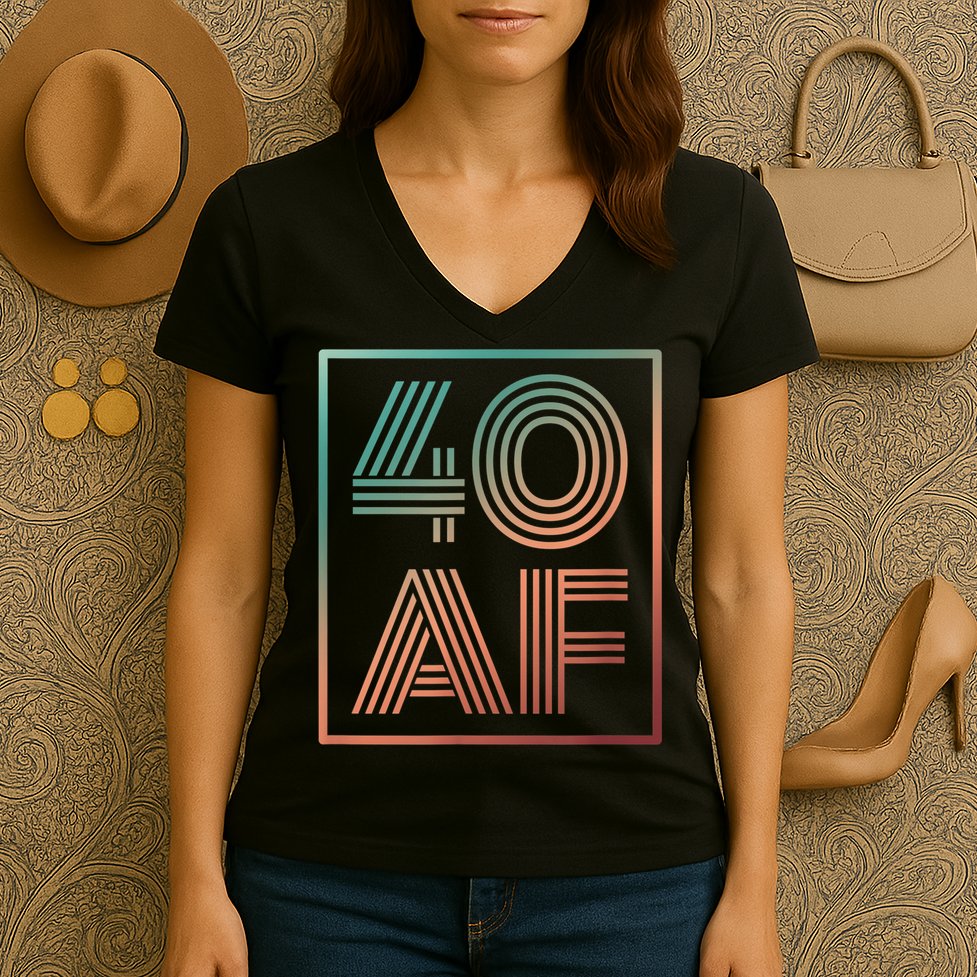 40 Af 40th Birthday Forty Years Old Retro Women's V-Neck T-Shirt