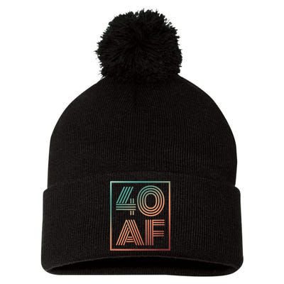 40 Af 40th Birthday Forty Years Old Retro Pom Pom 12in Knit Beanie