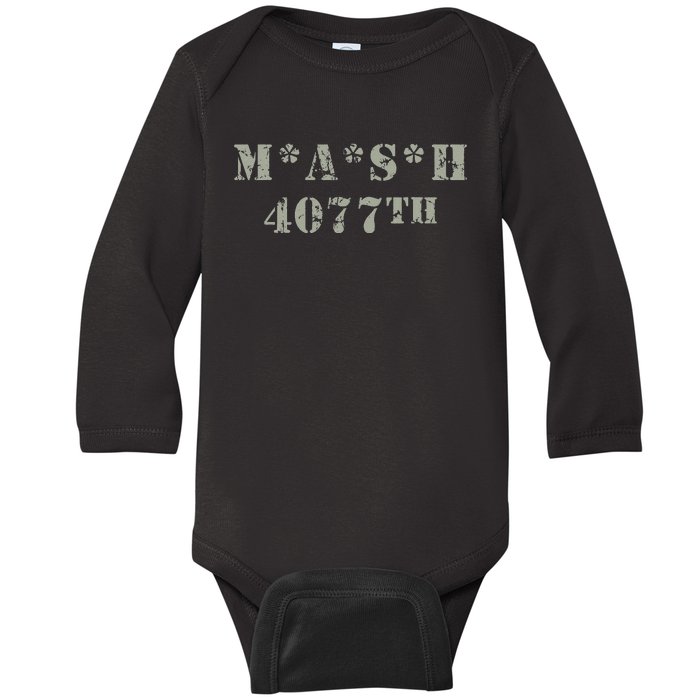 4077 Army 4077th Retro Military Vintage Baby Long Sleeve Bodysuit