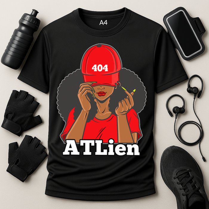 404 Atlien Atlanta Atl Area Code Black Woman Afro Cooling Performance Crew T-Shirt