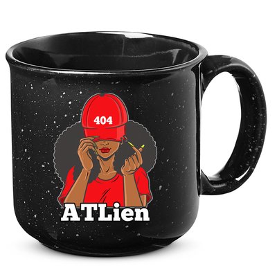 404 Atlien Atlanta Atl Area Code Black Woman Afro 15oz Campfire Ceramic Mug